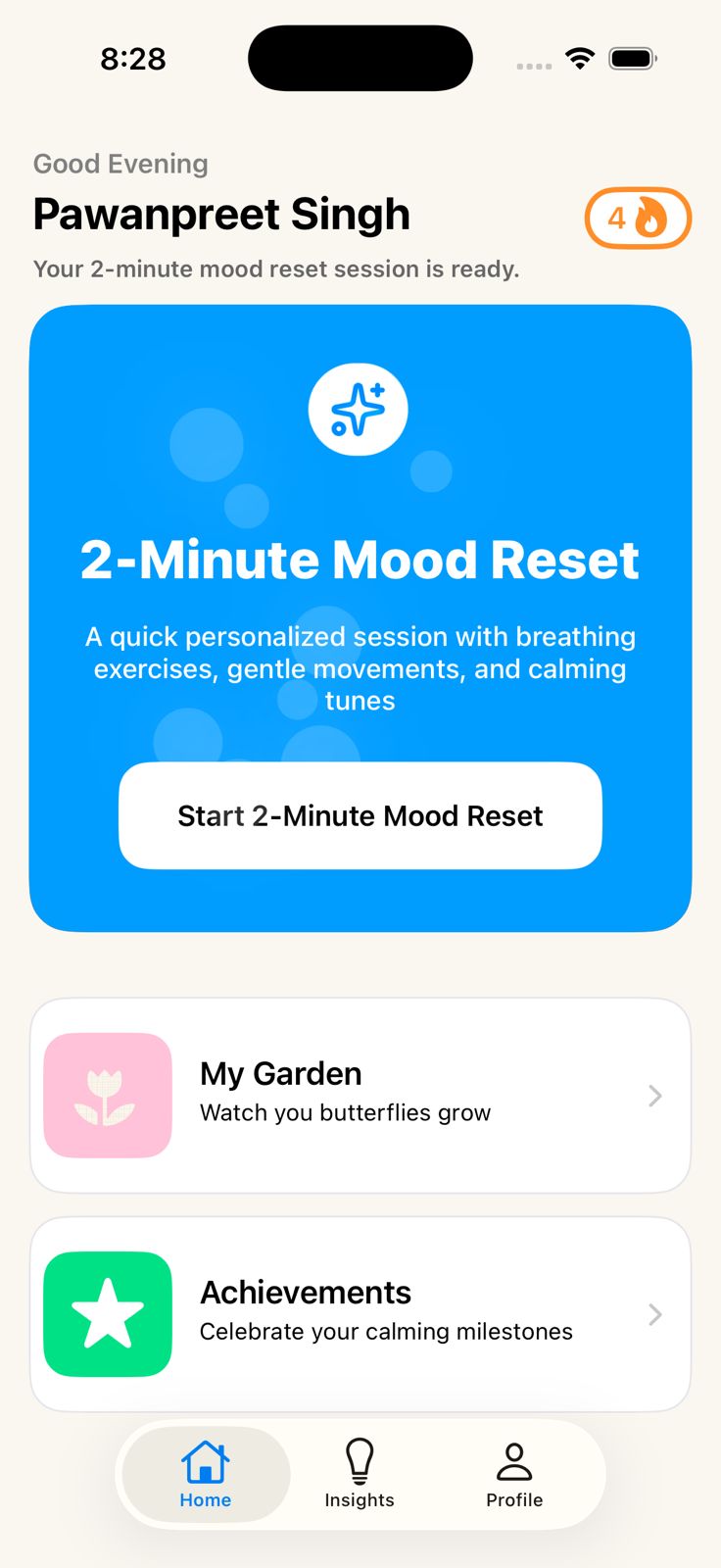 Mindora App Home Screen